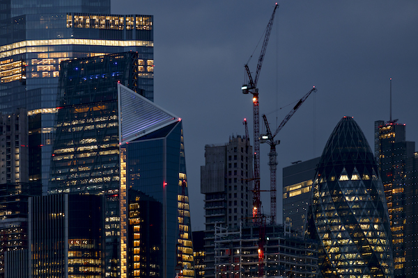 Office buildings at night london